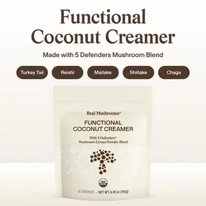 REAL MUSHROOMS Functional Coconut Creamer Powder with 5 Defenders Organic Mushroom Extract USDA Certified Organic Dairy-Free Gluten-Free Non-GMO Vegan 15 Servings